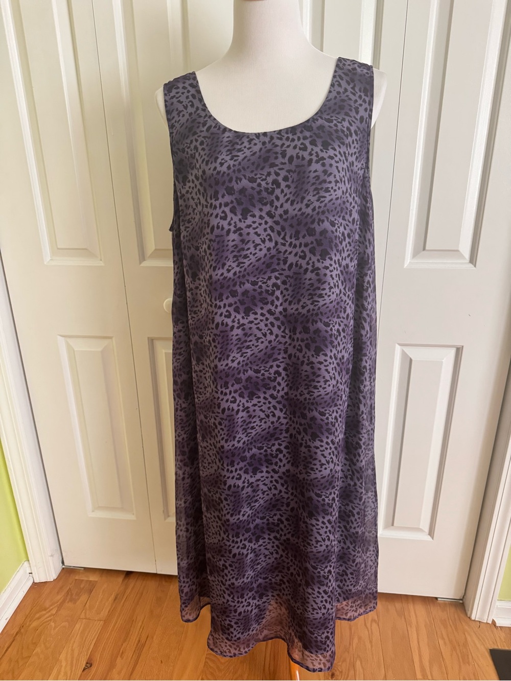 ROBBIE BEE Purple Leopard Silk Dress Set 2X EUC - Picture 5 of 7